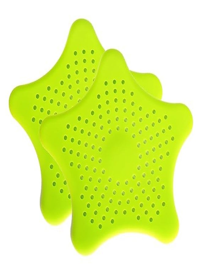 VIHANCO Star-Shaped Sink Strainer, Neon Green, Silicone Drain Cover, 2-Pack - Image 1