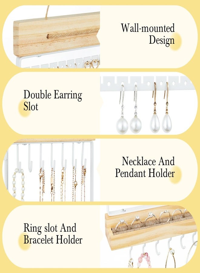Feyejade Hanging Jewelry Organizer and Storage, 5-Tier White Earring Necklace Holder Jewelry Display Organizer Stand Rack, Wall Mounted for Earrings Necklaces Bracelets and Rings - Image 5