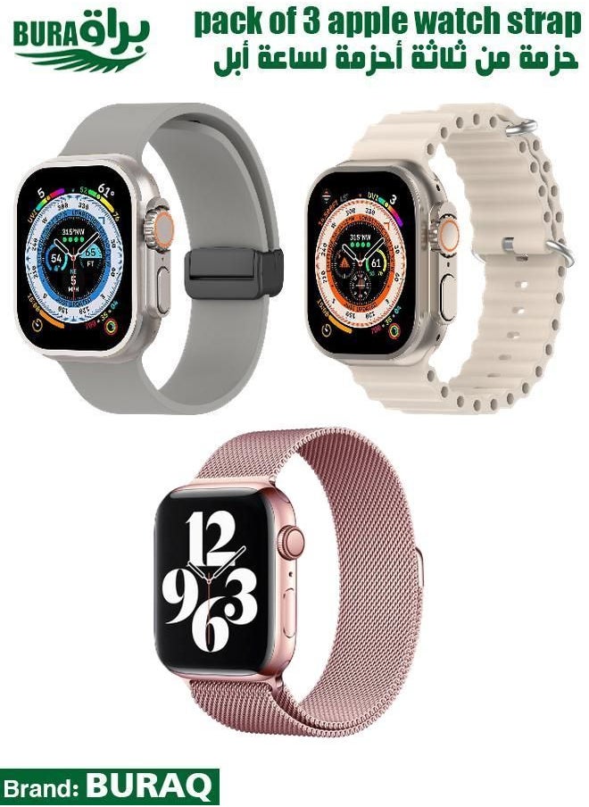 BURAQ - Apple Watch Band Strap For Apple Watch Ultra 2/Ultra 49mm, Series 10 46mm, 9/8/7 45mm, SE2/SE/6/5/4 44mm, 3/2/1 42mm - Image 1