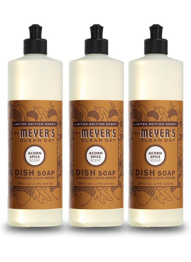 Mrs. Meyer's Clean Day MRS. MEYER'S CLEAN DAY Liquid Dish Soap, Biodegradable Formula, Limited Edition Acorn Spice, 16 fl. oz - Pack of 3  - Image 1