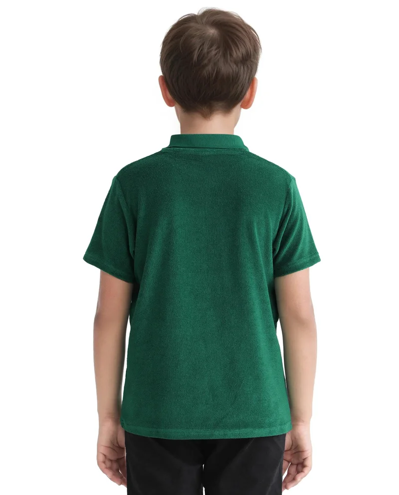 Rare Ones Rare Ones Kids Terry Green Cotton Poly Short Sleeve Applique Polo