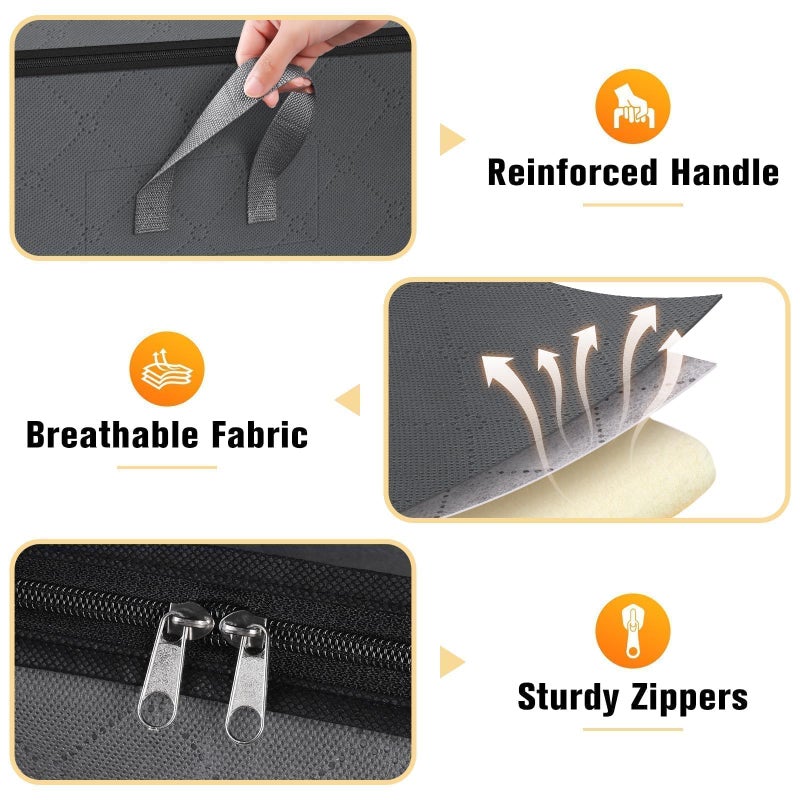 SpaceTrove Clothes Storage Bags, 6-Pack Comforter Blanket Organizers, 80L Large Capacity Containers with Visual Window for Clothing, Quilt, Sheet, Pillow, Closet Organization for Bedding (Grey) - Image 3