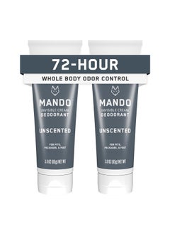 Mando Mando Whole Body Deodorant For Men - Invisible Cream - 72 Hour Odor Control - Aluminum Free, Baking Soda Free, Skin Safe - 3 ounce (Pack of 2) - Unscented  - Image 1