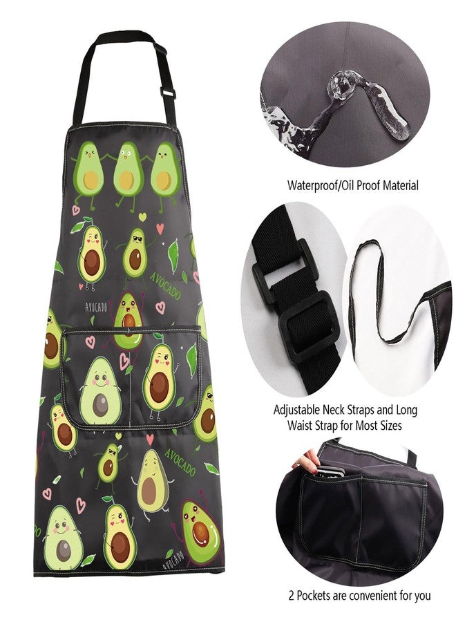 MBMSO Funny Avocado Apron Avocado Cooking Kitchen Aprons with Pockets Waterproof Apron for Chef Grilling BBQ Baking (Avocado Apron) - Image 5