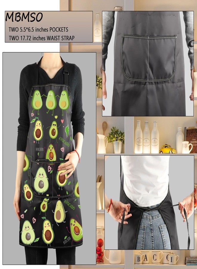 MBMSO Funny Avocado Apron Avocado Cooking Kitchen Aprons with Pockets Waterproof Apron for Chef Grilling BBQ Baking (Avocado Apron) - Image 3