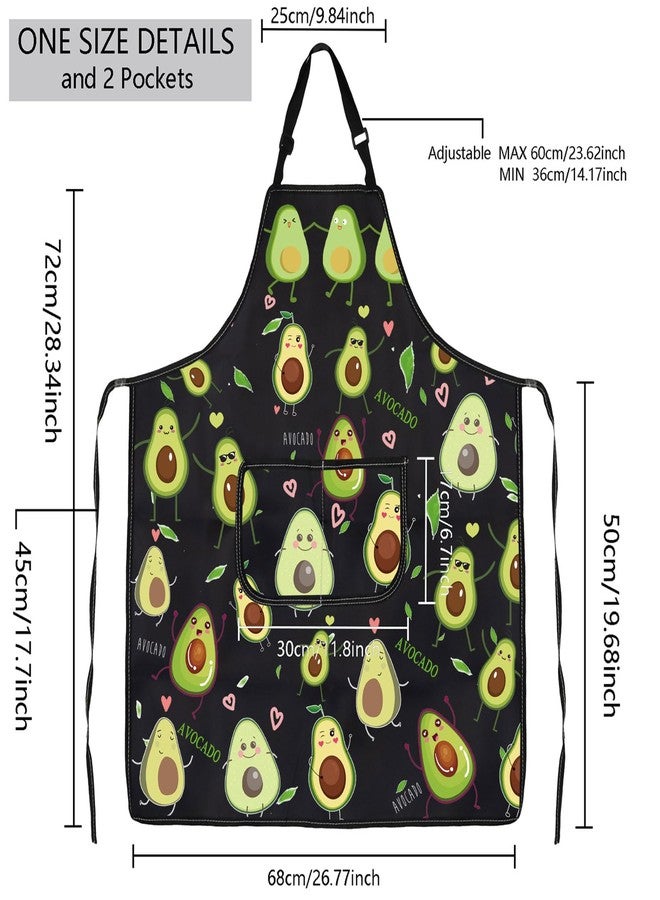 MBMSO Funny Avocado Apron Avocado Cooking Kitchen Aprons with Pockets Waterproof Apron for Chef Grilling BBQ Baking (Avocado Apron) - Image 2