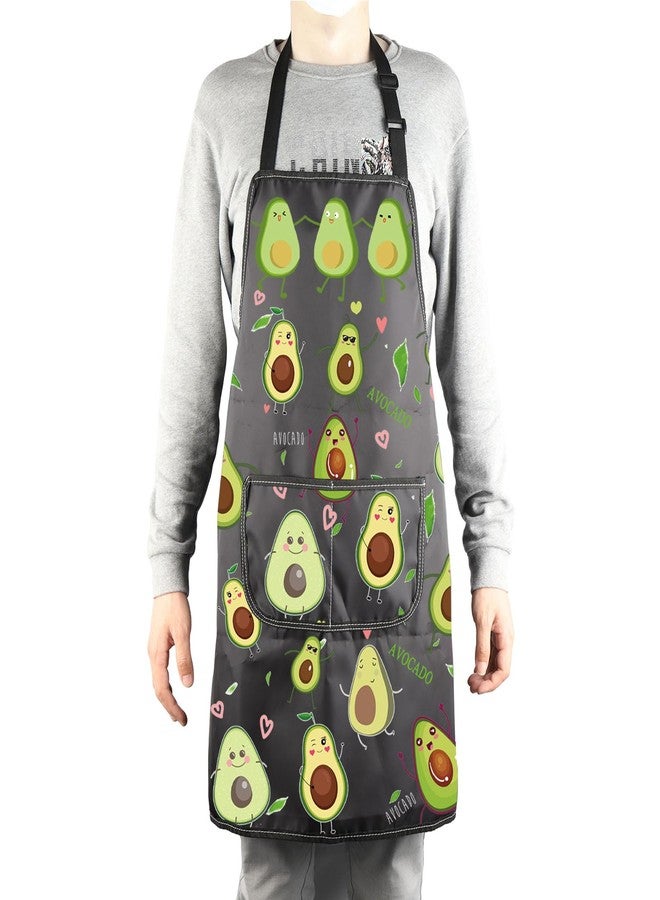 MBMSO Funny Avocado Apron Avocado Cooking Kitchen Aprons with Pockets Waterproof Apron for Chef Grilling BBQ Baking (Avocado Apron) - Image 4