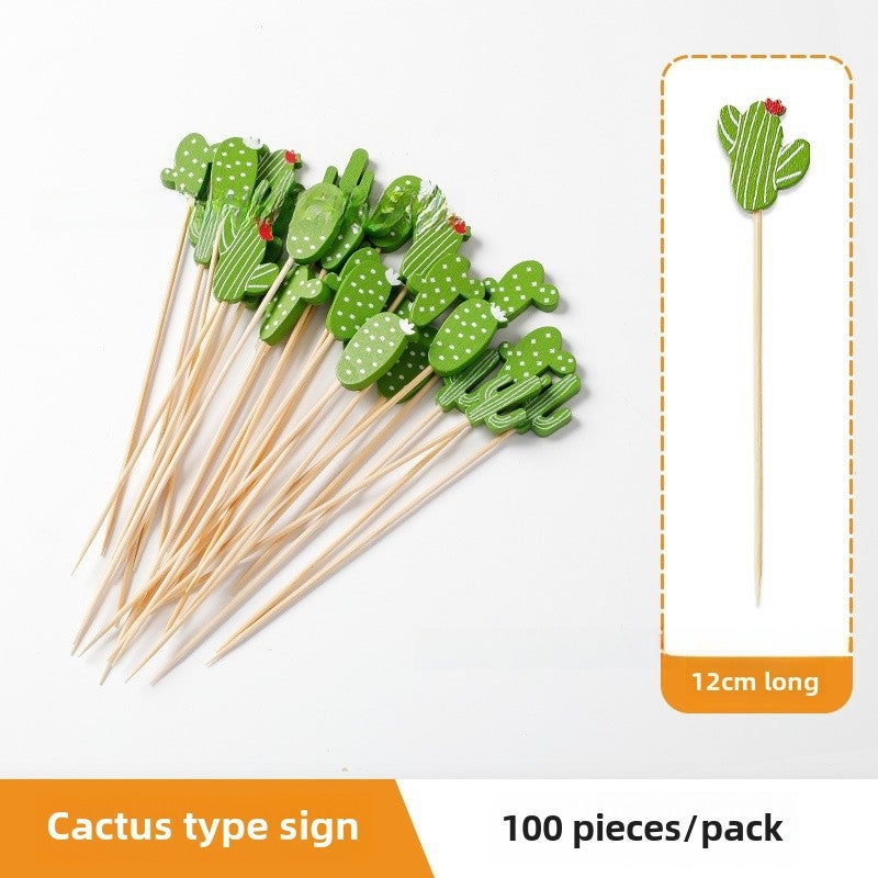 Disposable Bamboo Skewers Artistic Mini Candy Cactus 