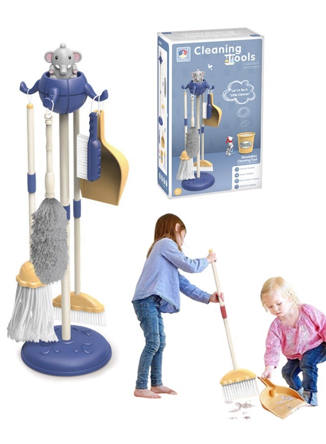 8-Piece Toddler Cleaning Toy Set Children's Adjustable Mop Broom And Dustpan Set Household Cleaning Tool Toys Montessori Learning Role-Playing Toys Suitable For 3-7 Years Old Boys And Girls Gifts  - Image 1