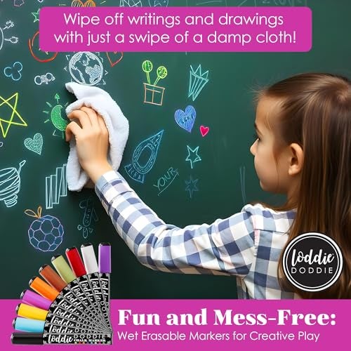 Loddie Doddie Chalk Markers for Blackboard & Windows - 10 Count Earth Tones 6mm Chisel & Bullet Tip - Smudge-Proof Erasable Liquid Chalk Pens with Reversible Tips - Image 3