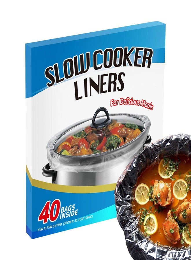 ECOOPTS Slow Cooker Liners (40 Liners), 13" × 21" Pot Liners Fit 3-8 Quarts, Disposable Cooking Bags Suitable for Oval & Round Pot, BPA Free (13" × 21") - Image 1