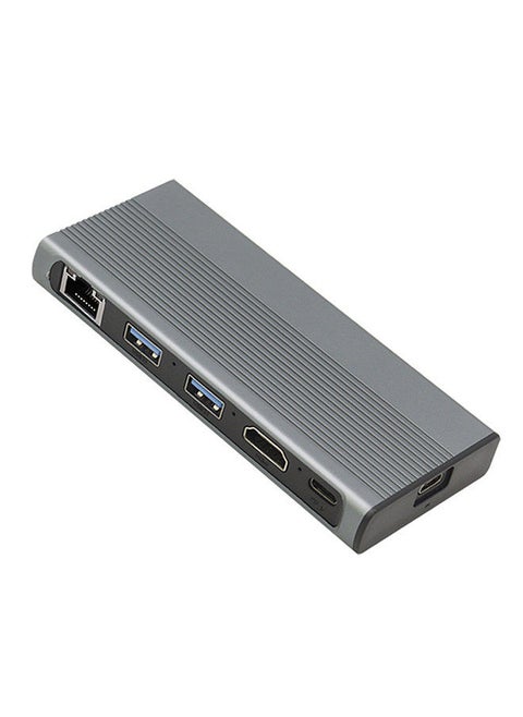 Multi-functional 6 in 1 HUB+ Hard Disk Box Docking Station Support Two Protocols 1000M Network Port