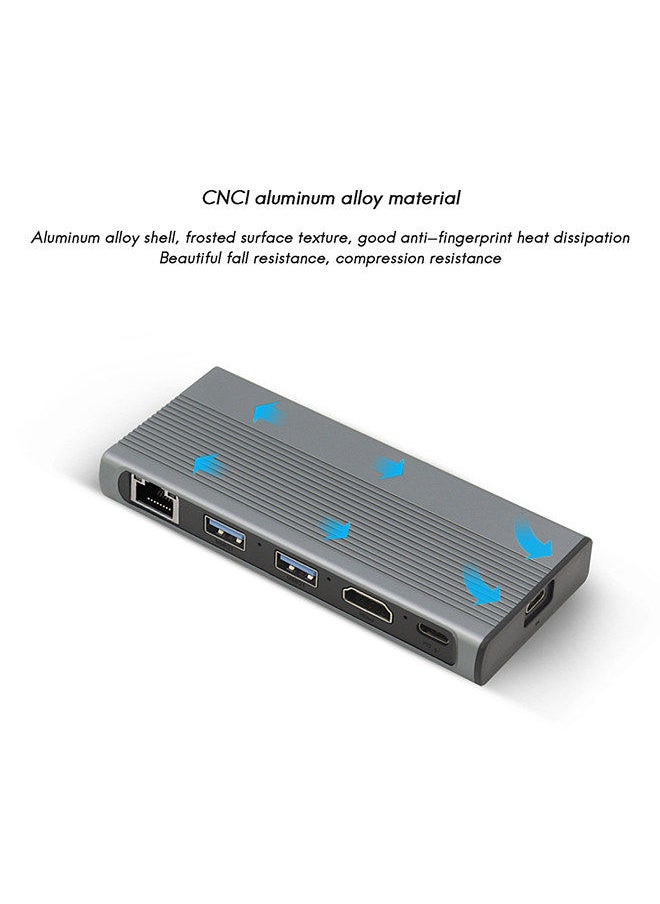 Multi-functional 6 in 1 HUB+ Hard Disk Box Docking Station Support Two Protocols 1000M Network Port