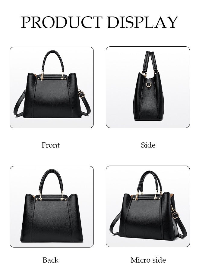 Women's Shoulder Bag, Soft Leather Messenger Bag, Simple And Stylish Handbag With Pendant, Adjustable Shoulder Strap, Suitable For Commuting, Travel, Shopping, Storage And Organization, Black - Image 5