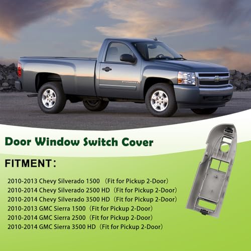 omoZone Window Switch Bezel Cover Front Left Driver Side Door Control Switch Panel Trim Titanium Compatible with 2010-2014 Chevrolet Chevy Silverado GMC Sierra Replaces 25951961 Pickup 2-Door - Image 3