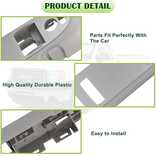 omoZone Window Switch Bezel Cover Front Left Driver Side Door Control Switch Panel Trim Titanium Compatible with 2010-2014 Chevrolet Chevy Silverado GMC Sierra Replaces 25951961 Pickup 2-Door - Image 4