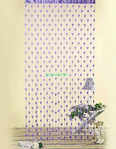 Pindia Pindia 6 feet Set of 2 Purple String Net Heart Design Door Window Curtain - Image 2