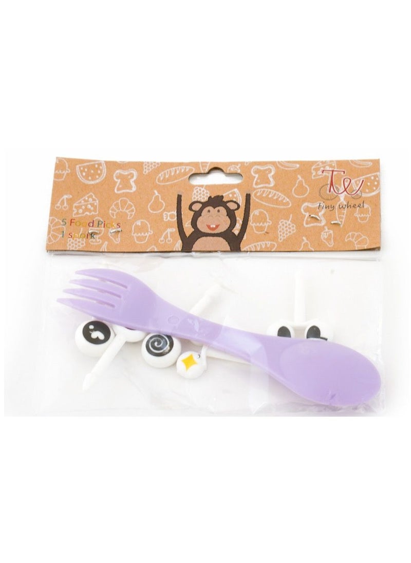 TINY WHEEL Tiny Wheel Sporks With 5 Picks - Purple  - Image 2