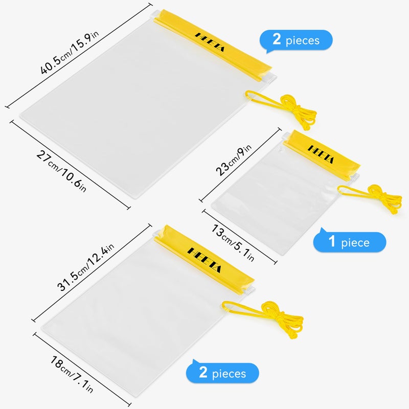 HEETA 5-Pack Clear Waterproof Dry Bag Pouch, Water Tight Cases Dry Bags Document Holder for Camera Mobile Phone Maps, Kayaking Boating (Yellow) - Image 4