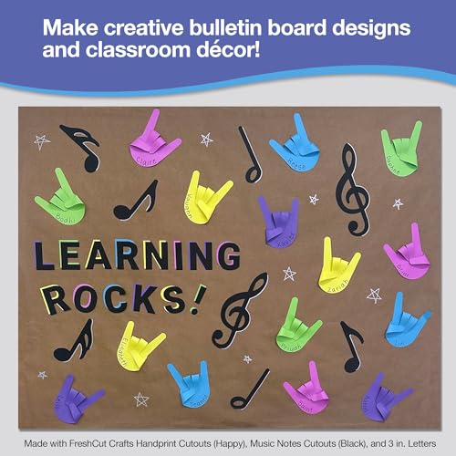 FreshCut Crafts 48 Piece Handprint Happy Cutouts with IDEA Guide, US Made 2-Sided Brightly Colored Card Stock Punch Out Handprint Paper Accents for Bulletin Boards, Classroom Decor, Back to School & DIY Crafting - Image 3