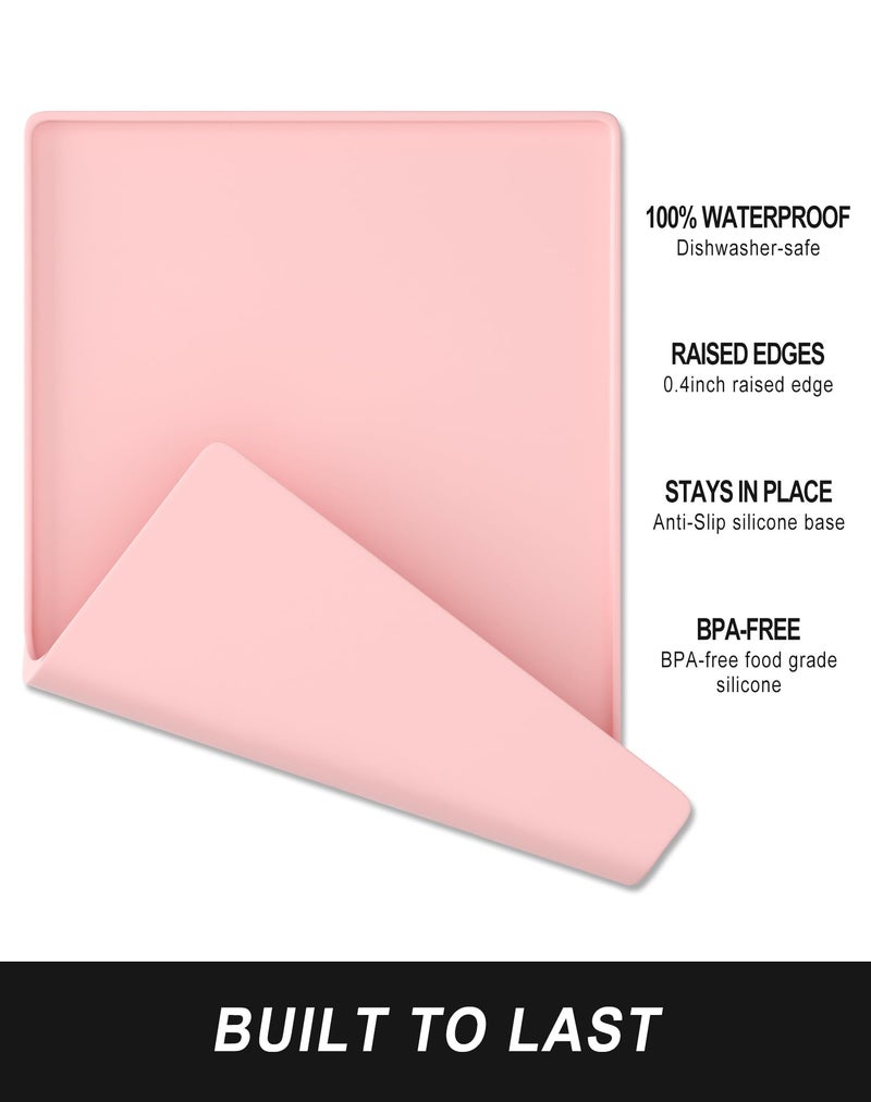 Rnivvi Silicone Coffee Mat Set, 16" x 24" Waterproof Raised Edge Coffee Bar Mats for Espresso Machine Station Accessories, Heat Resistant Detachable Dish Drying Pad for Kitchen Counter, Pink - Image 3