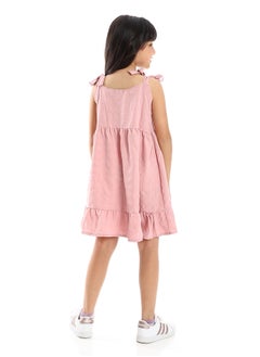 Andora Girls Cute Lace Up Dress with Square Neck - Cashmere  - Image 4