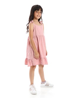 Andora Girls Cute Lace Up Dress with Square Neck - Cashmere  - Image 3