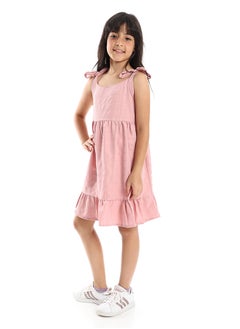 Andora Girls Cute Lace Up Dress with Square Neck - Cashmere  - Image 2