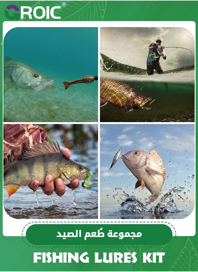 GROIC - 78PCS Fishing Topwater Lures Fishing Lures Kit for Freshwater Soft Plastic Lures Fishing Accessories Tackle Boxes Fishing Spoons Swimbaits Minnow Popper Crankbait VIB - Image 1