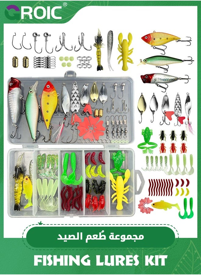 GROIC - 78PCS Fishing Topwater Lures Fishing Lures Kit for Freshwater Soft Plastic Lures Fishing Accessories Tackle Boxes Fishing Spoons Swimbaits Minnow Popper Crankbait VIB - Image 1