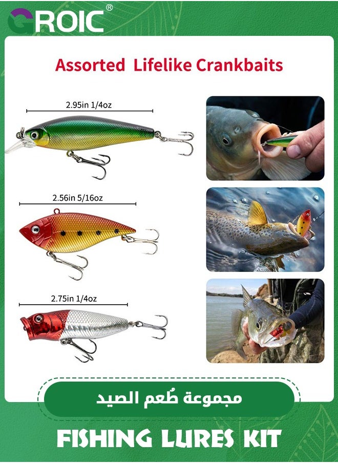 GROIC - 78PCS Fishing Topwater Lures Fishing Lures Kit for Freshwater Soft Plastic Lures Fishing Accessories Tackle Boxes Fishing Spoons Swimbaits Minnow Popper Crankbait VIB - Image 1