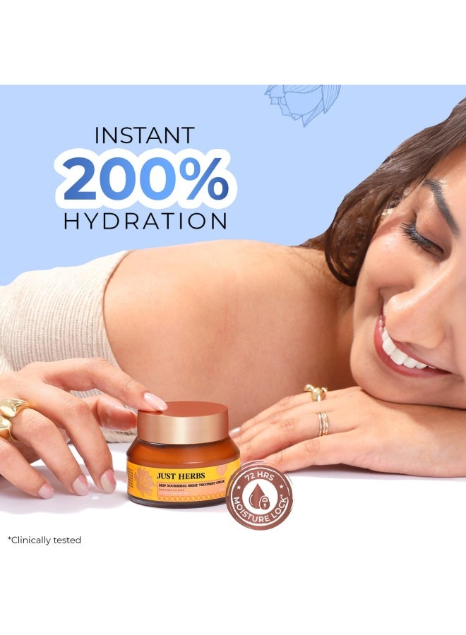 Just Herbs 24K Gold & Pure Ghee Deep Nourish Night Cream | Anti-Aging, Intense Hydration | Improve Skin Elasticity & Radiance | Non-Sticky | For Men & Women | 50ml - Image 2