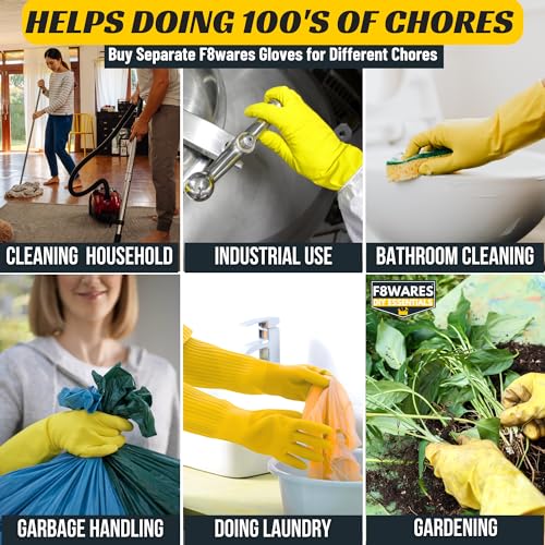 F8WARES 2PK 22Inch Long Washable Heavy-Duty Reusable Dishwashing Kitchen Industrial Gardening Latex Rubber Cleaning Hand Gloves For Men Women, 2 Pair - Image 5