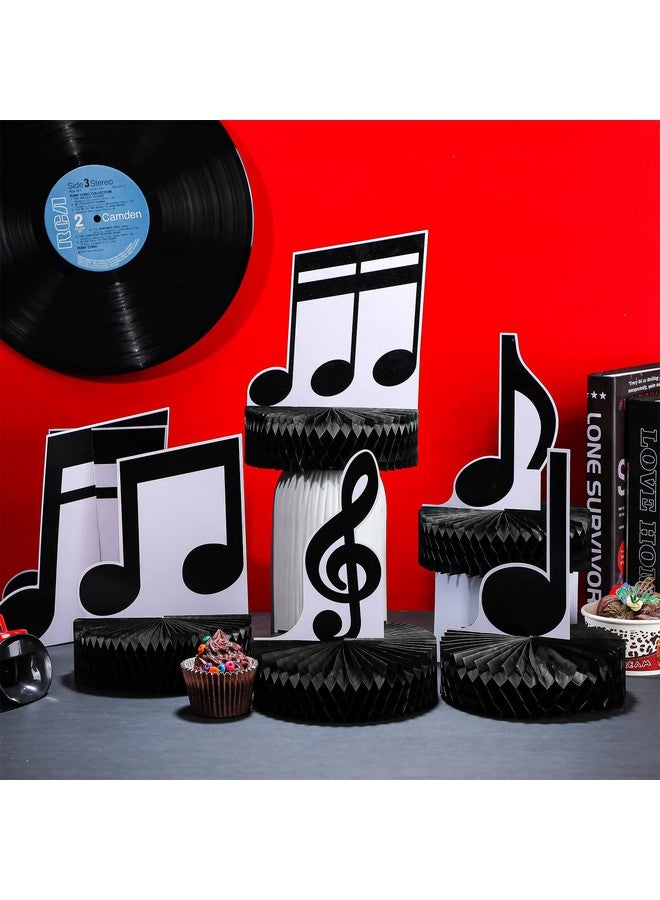 سوريو مجموعة من 8 قطع مركزية على شكل قرص العسل من نوتات موسيقية وزينة حفلات موسيقية وأغطية طاولات على شكل ظلال نوتات موسيقية وزينة حفلات موسيقية على شكل قرص العسل وزينة حفلات ذات طابع موسيقي لحفلات أعياد الميلاد وحفلات استقبال المولود - Image 4