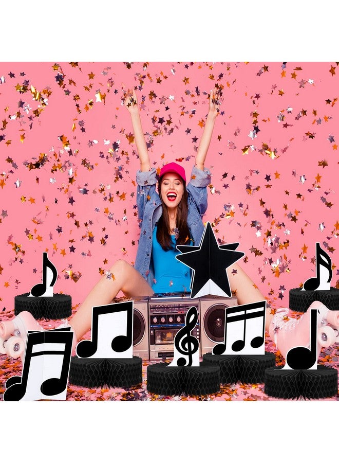 سوريو مجموعة من 8 قطع مركزية على شكل قرص العسل من نوتات موسيقية وزينة حفلات موسيقية وأغطية طاولات على شكل ظلال نوتات موسيقية وزينة حفلات موسيقية على شكل قرص العسل وزينة حفلات ذات طابع موسيقي لحفلات أعياد الميلاد وحفلات استقبال المولود - Image 5