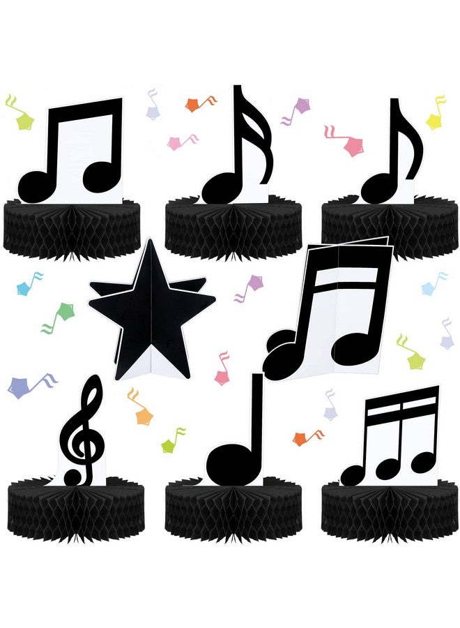 سوريو مجموعة من 8 قطع مركزية على شكل قرص العسل من نوتات موسيقية وزينة حفلات موسيقية وأغطية طاولات على شكل ظلال نوتات موسيقية وزينة حفلات موسيقية على شكل قرص العسل وزينة حفلات ذات طابع موسيقي لحفلات أعياد الميلاد وحفلات استقبال المولود - Image 1