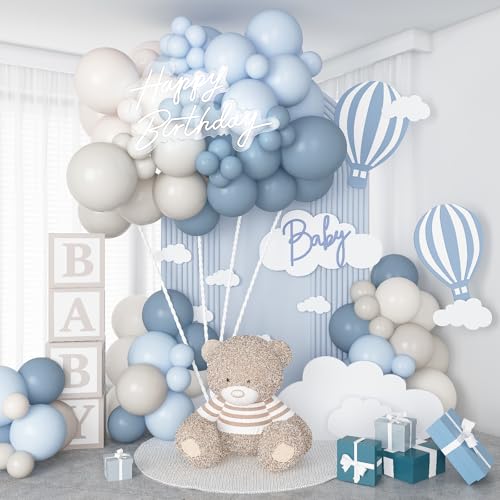 Togvu Dusty Blue Balloons Garland Arch Kit, Haze Blue Sand White Balloon Arch Kit, Pastel Blue Beige Balloon for Baby Shower Gender Reveal Birthday Engagement Wedding Bridal Shower Party Decorations - Image 4