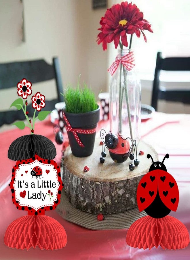 Fangleland 8PCS Ladybug Party Honeycomb Centerpieces, Ladybug Baby Shower Decorations - Red and Black Summer Bugs 3D Table Topper for Little Girl’s Ladybird Themed Birthday Party Supplies - Image 5