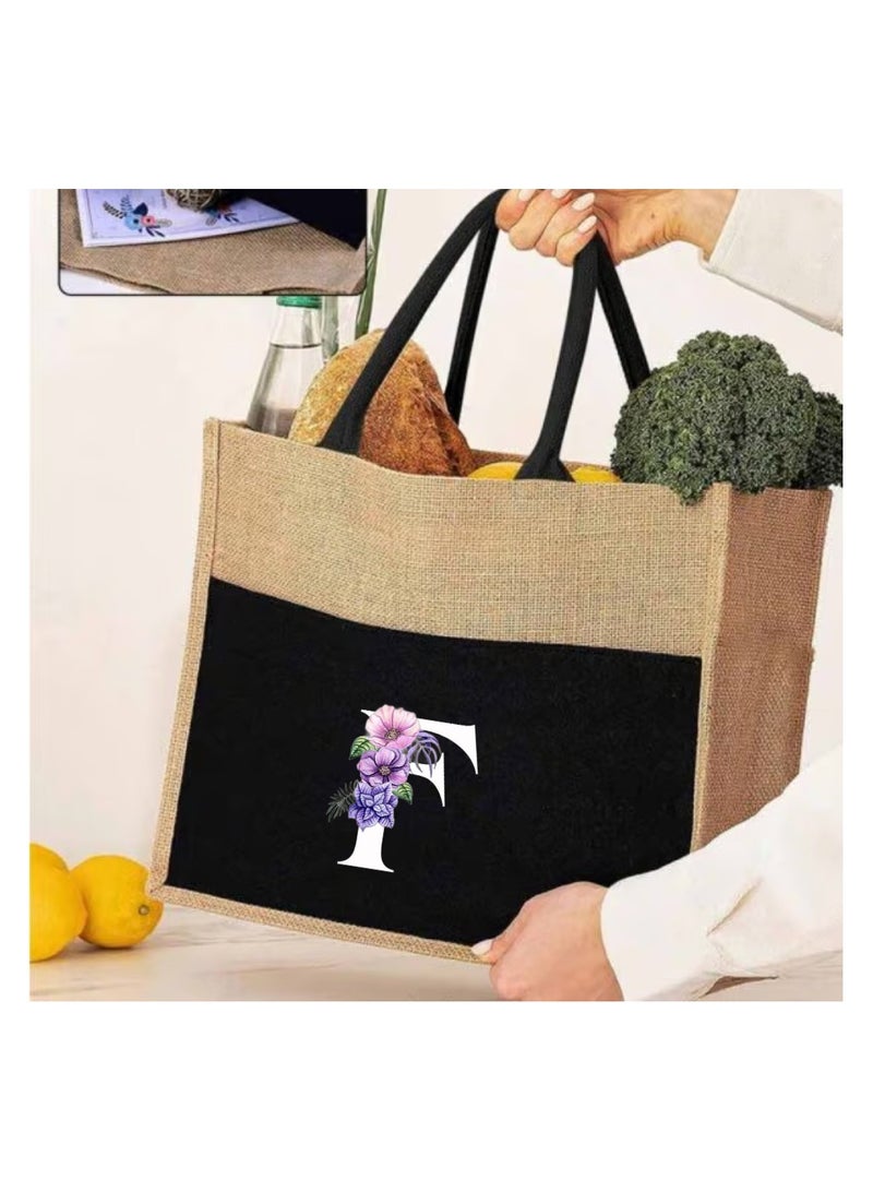 PRINTSHOP4ME Jute Bag Initial Letter Printed Design–Reusable,Durable Tote Bag For Gifting Or Everyday Use|Used For Festive Celebrations&Gifts For Special Person  - Image 3