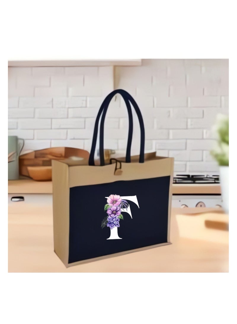PRINTSHOP4ME Jute Bag Initial Letter Printed Design–Reusable,Durable Tote Bag For Gifting Or Everyday Use|Used For Festive Celebrations&Gifts For Special Person  - Image 5