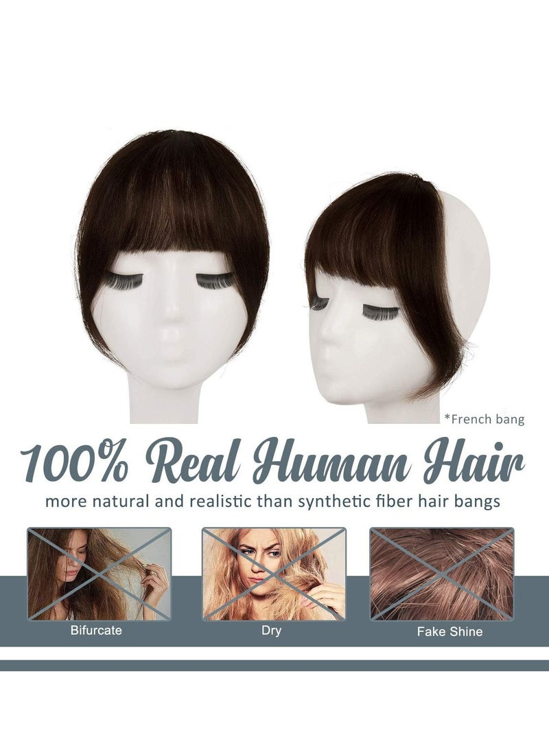Captaintech Clip in Bangs,Human Hair Bangs Extensions French Neat with Temples on Fringe Real for Women Natural Color Washable Dyeable  - Image 2