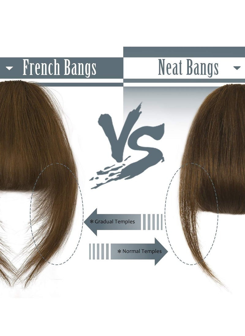 Captaintech Clip in Bangs,Human Hair Bangs Extensions French Neat with Temples on Fringe Real for Women Natural Color Washable Dyeable  - Image 3