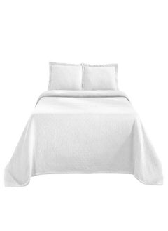 Superior SUPERIOR Jacquard Matelasse 100% Cotton Basketweave 3-Piece Bedspread Set - King, White 