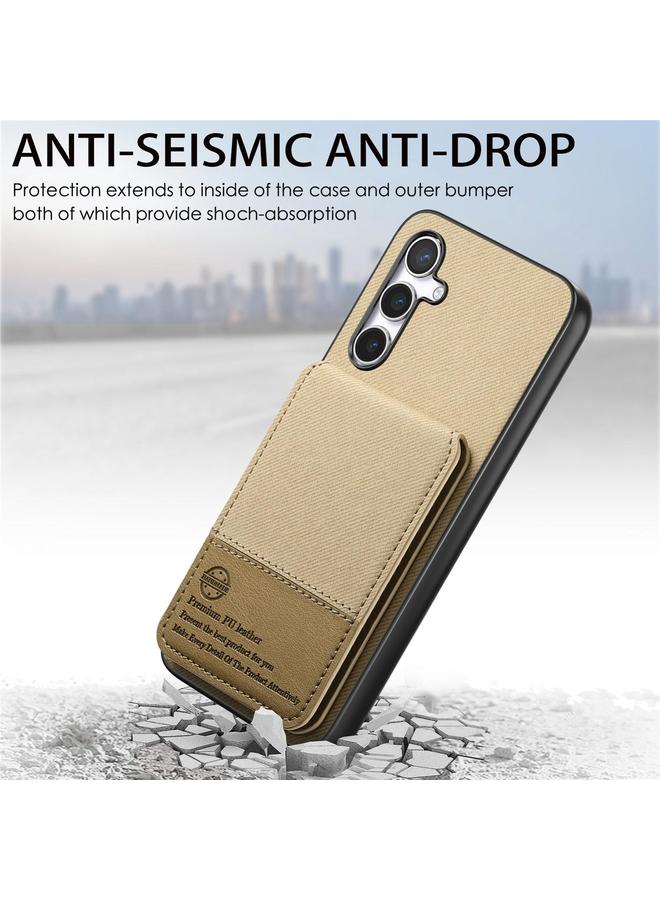 S-TOP Case For Samsung Galaxy A33 5G Twill Fabric Leather Vertical Flip RFID Card Bag Phone Case - Image 4