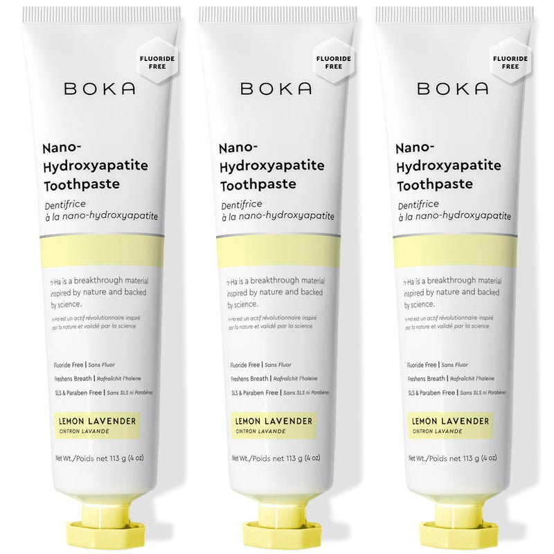Boka Fluoride Free Toothpaste, Nano Hydroxyapatite Toothpaste, Appropriate for Sensitive Teeth - for Adult Oral Care - Lemon Lavender Flavor, 4 Fl Oz 3Pk US Manufactured - Image 1