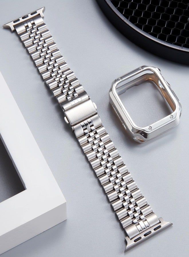 BINLUN Metal Band Compatible with Apple Watch 46mm 45mm 44mm 42mm 41mm 40mm 38mm 49mm Stainless Steel Bands with TPU Case Fit for iWatch Series 11/10/9/8/7/SE2/SE/6 /5/4 3/2/1/SE3/Ultra - Image 2