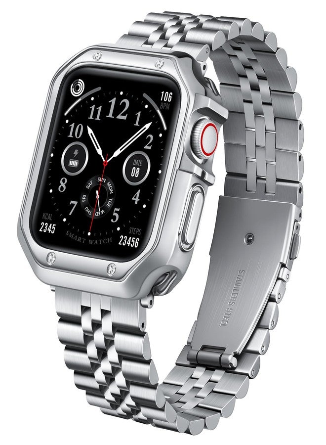 BINLUN Metal Band Compatible with Apple Watch 46mm 45mm 44mm 42mm 41mm 40mm 38mm 49mm Stainless Steel Bands with TPU Case Fit for iWatch Series 11/10/9/8/7/SE2/SE/6 /5/4 3/2/1/SE3/Ultra - Image 1