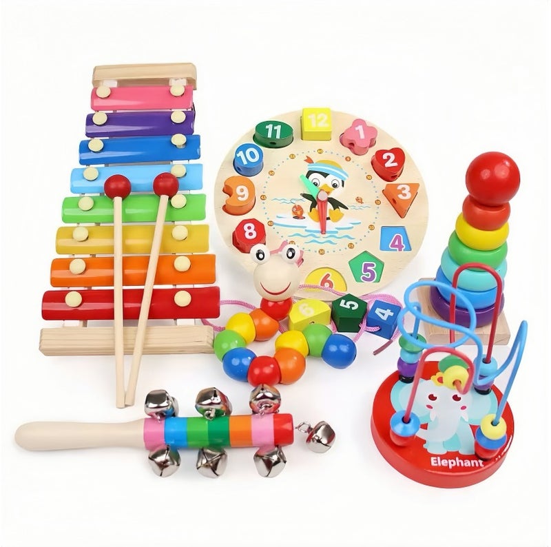 ألعاب مونتيسوري للفتيان البالغين من العمر 3 سنوات ، ألعاب خشبية للأطفال 5PCS ، ألعاب الصبي الطفل 3-6 سنوات ، لعبة التعلم التعليمي قبل المدرسة للأطفال - Image 1