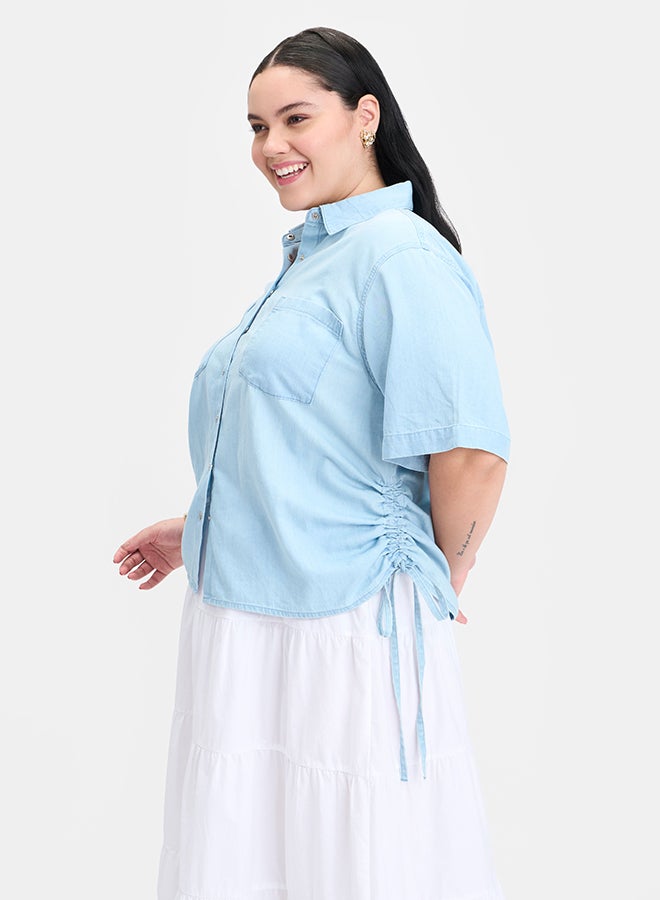Virgio VIRGIO 100% Cotton Side Drawcords Denim Shirt  - Image 3
