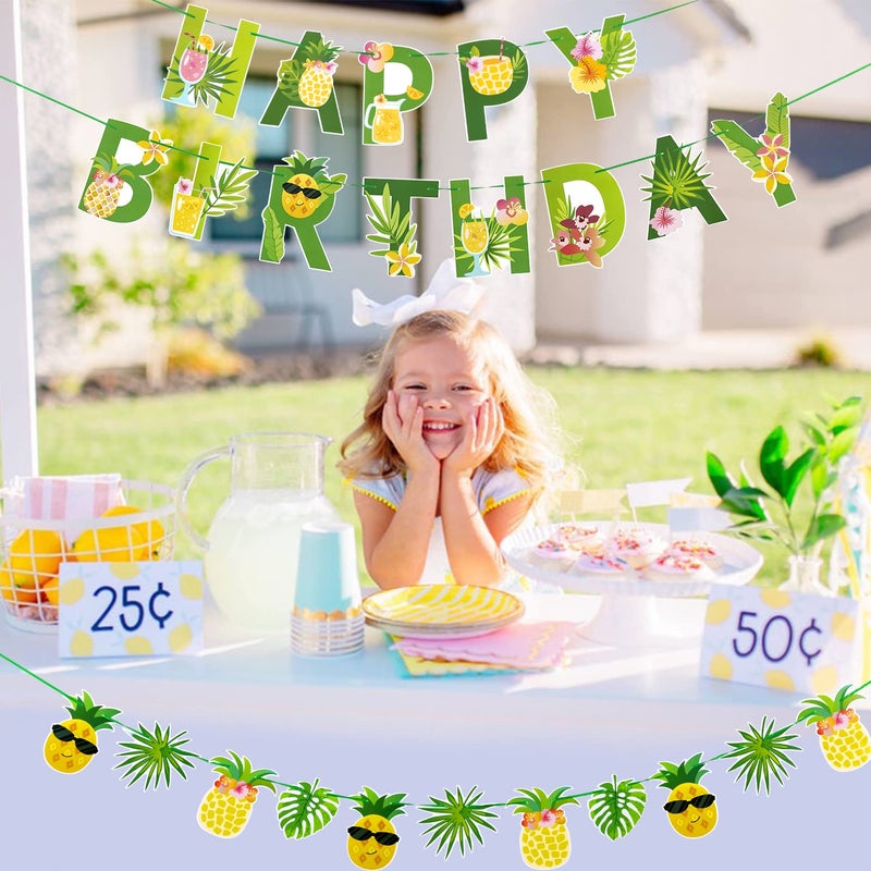 SUNBEAUTY Fruit Party Decorations Happy Birthday Pineapple Element Banner for Summer Tropical Hawaiian Aloha Parties - Colorful  Vibrant  Durable  Fun and Easy to Hang | Pre-Strung - Image 4